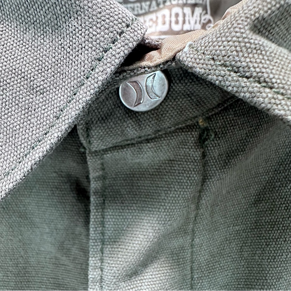 Hurley Freedom Movement Jacket Men’s Lg Military Green Canvas Field‎ Coat Lined - Picture 4 of 15